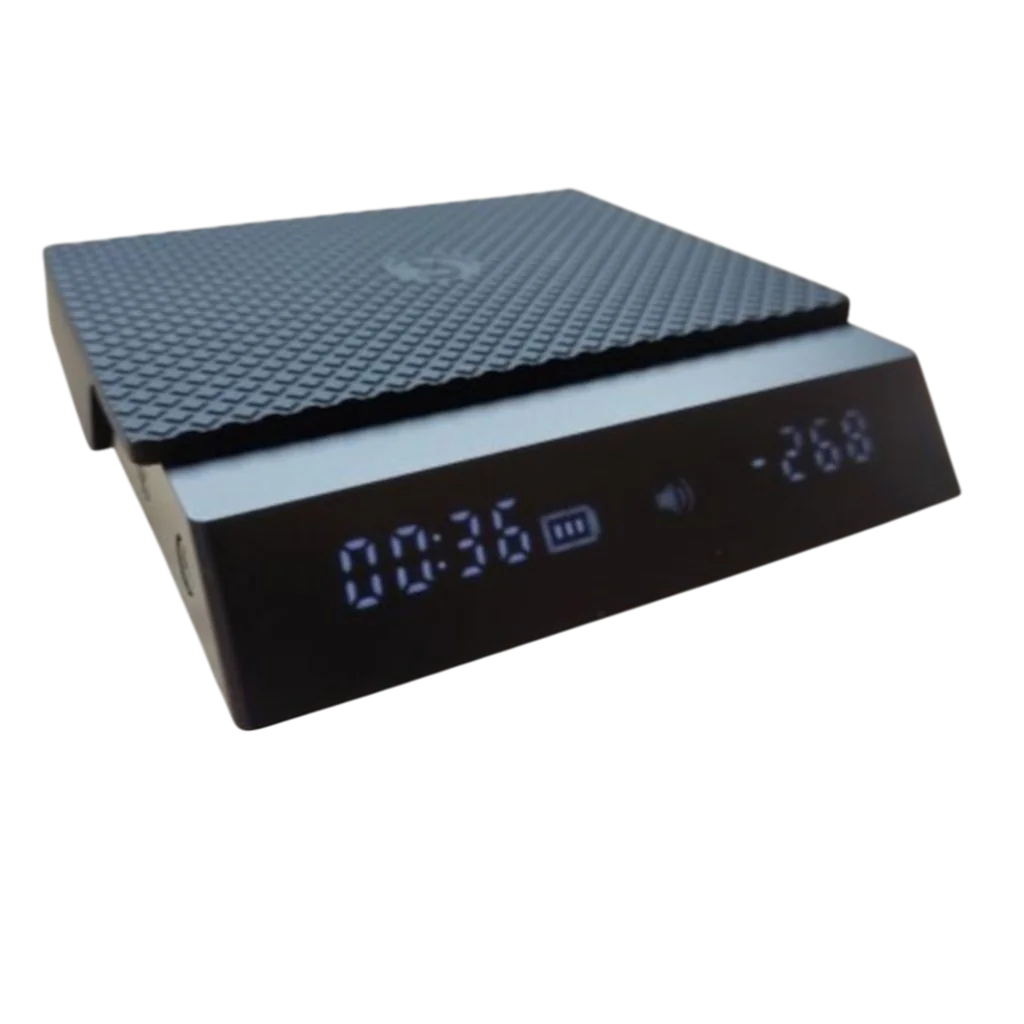 Espressowaage Black Mirror Nano angeschaltet