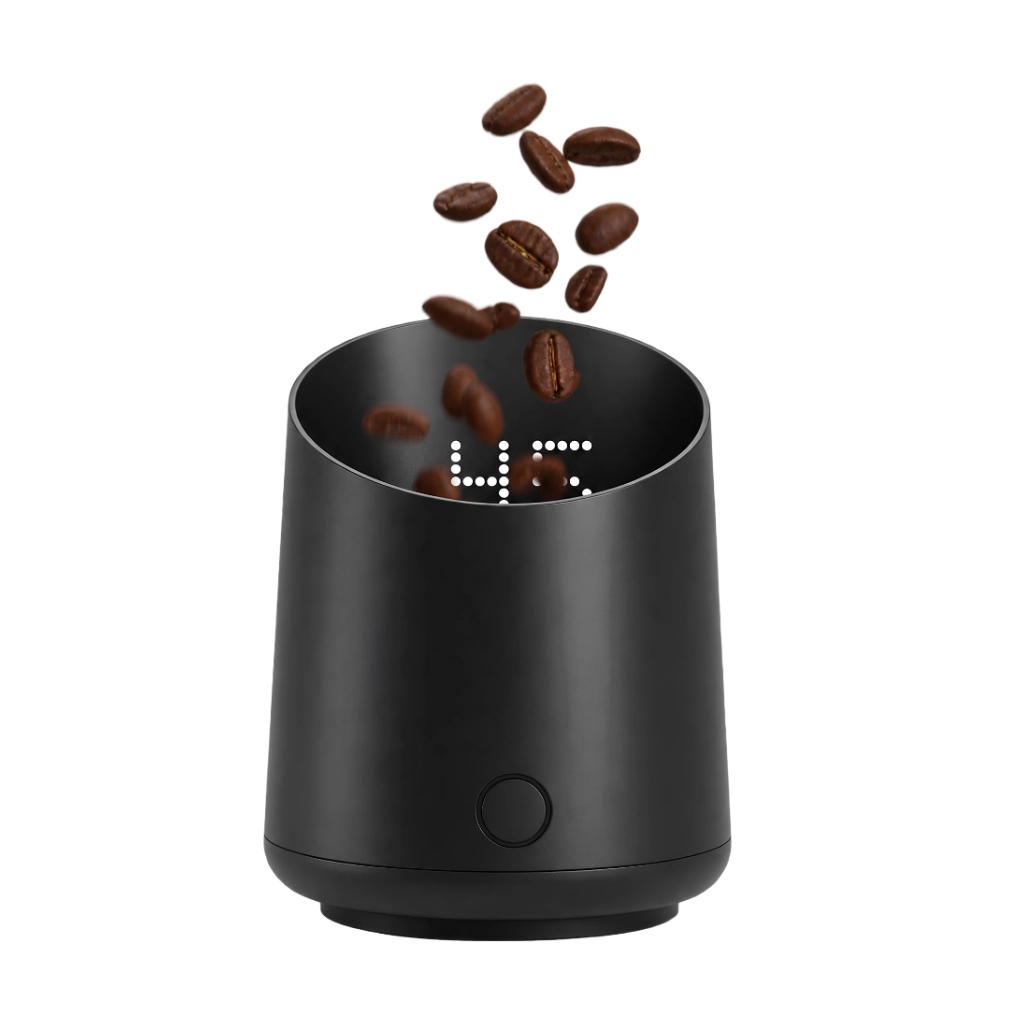 Subminimal Subscale digitaler Kaffee-Dosierbecher mit integrierter Waage und LED-Anzeige beim Abwiegen von Kaffeebohnen