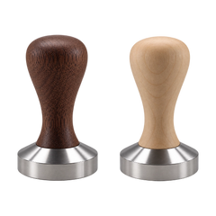 Kaffeemacher Tamper 51 mm für De’Longhi Dedica mit Edelstahlbasis und ergonomischen Holzgriffen in heller und dunkler Ausführung